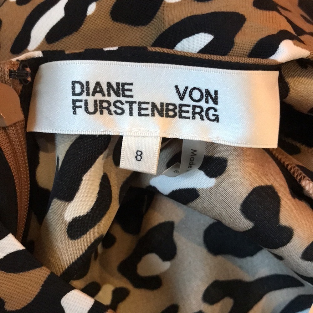 DIANE VON FURSTENBERG Leopard Print Shift Dress Size 8 - Picture 7 of 9